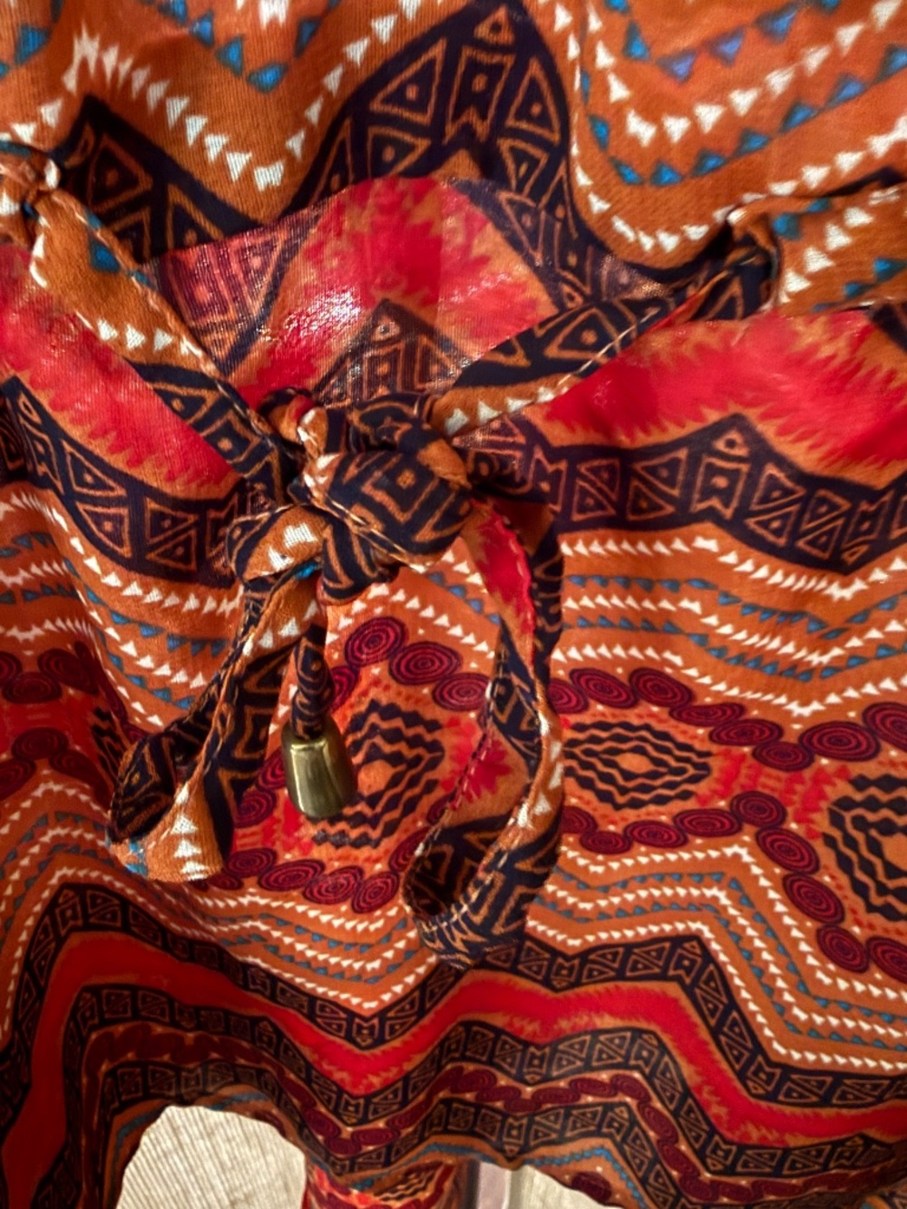 Indulge Southwestern Semi Sheer Orange Brown Geometric Print Top Size 2X - Picture 2 of 11